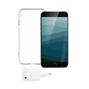 PACK STARTER COQUE HYBRID VERRE CHARGEUR IPHONE SE/8/7/6