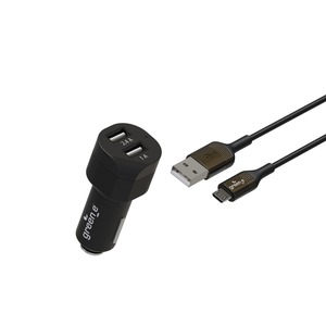 KIT CHARGEUR VOITURE 17W 2USB A + CABLE MICRO USB 1.3M