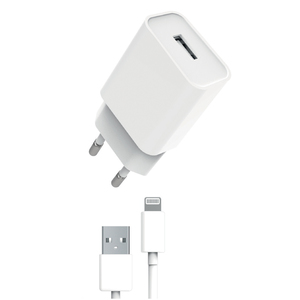 MYWAY PACK CHARGEUR SECTEUR 2A + CABLE LIGHTNING MFI 1M BLANC