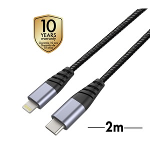 TIGER CABLE ULTRA RESISTANT TYPE C/LIGHTNING MFI 2M GRIS